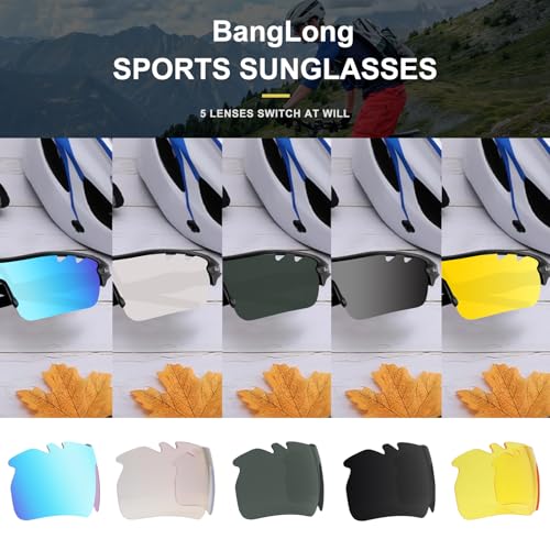 Image of BangLong Polarized UV400 Sports Sunglasses with 5 Lenses for Men Women