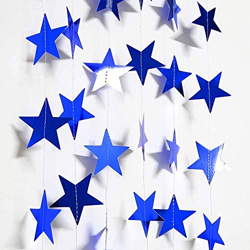 Decor365 Reflective Blue Star Garlands Streamer/Bunting/Backdrop Party Decoration Stars Hanging Decor For Frozen Birthday/Blue Silver Wedding/Engagement/Royal Baby Shower/Kids Room/Home Decorations #TOP3