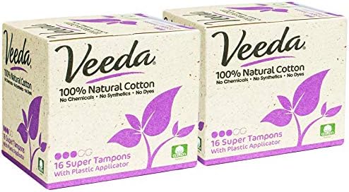 Amazon.com: Veeda 100% Natural Cotton Tampons - Super Absorbency with