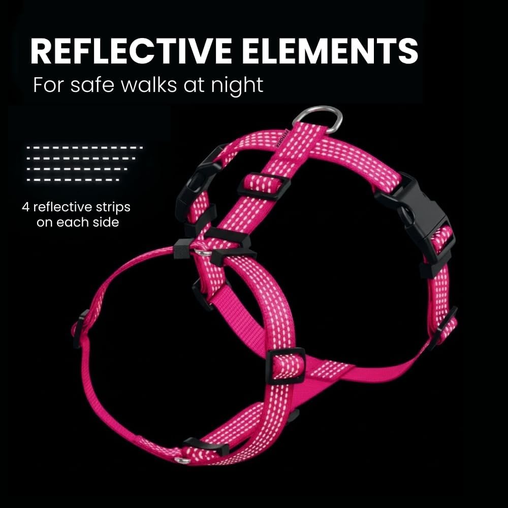 Anatomically Correct Y-Shape Dog Harness, Non-Restrictive, No Pull, 6-Point Adjustable for Natural Movement, Escape-Proof, Reflective, Easy-Fit, Medium, Beige (Pink, Small)