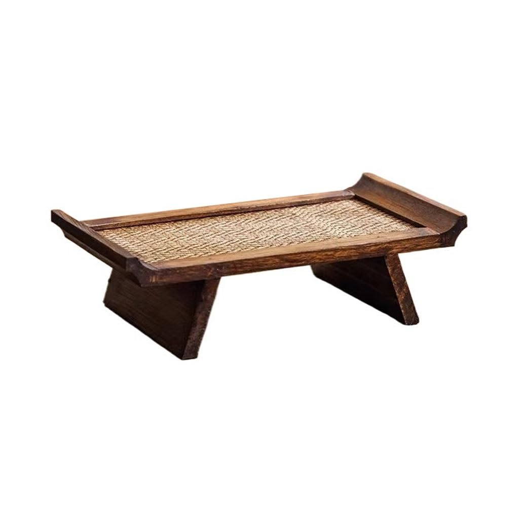 Bandejas Servir Comida Bandeja For Taza De Té Rectangular Madera Maciza For El Hogar, Bambú Zen Retro Mesa Cama