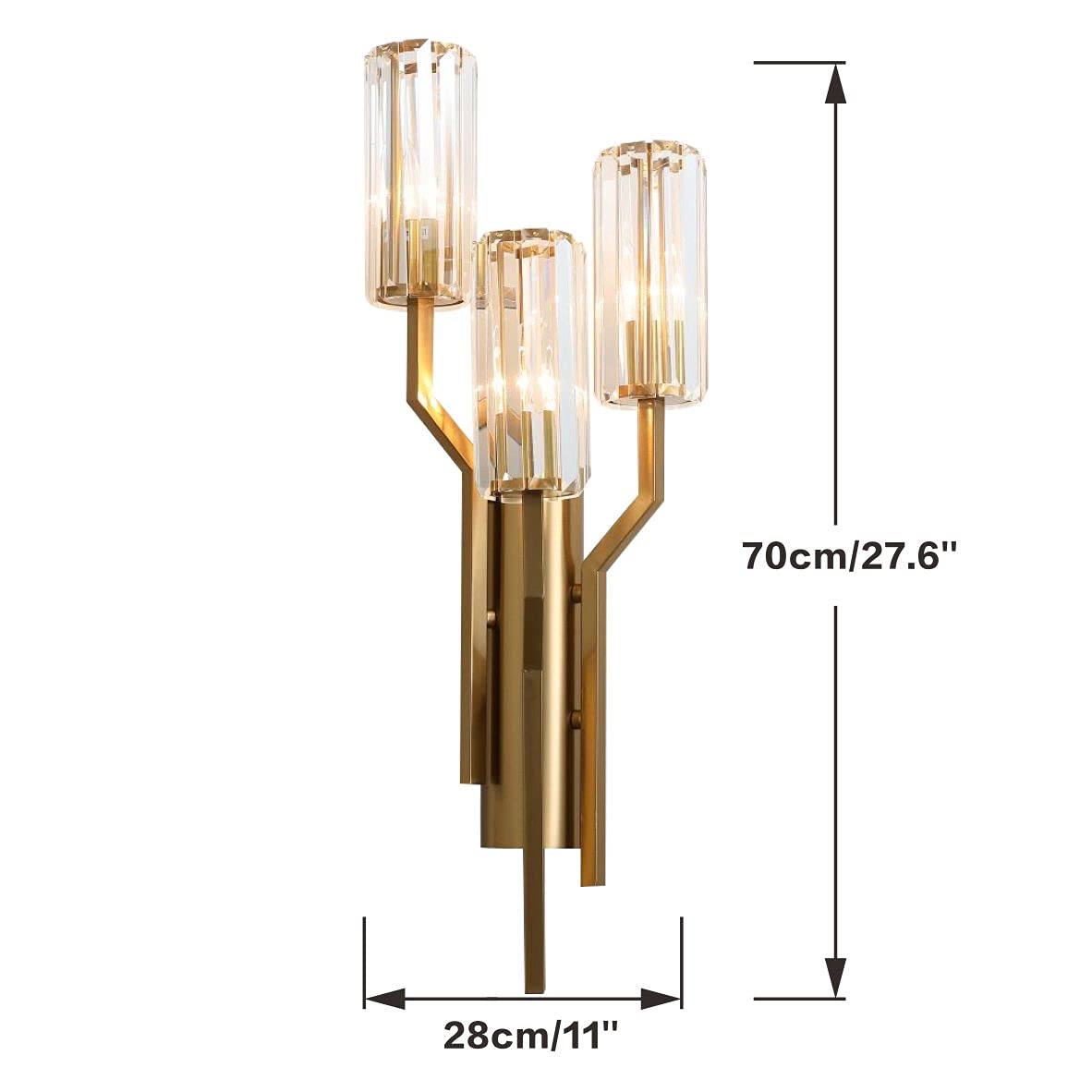 Lampada da Parete in Cristallo, Elegante Applique a 2 luci, Moderna Luce Notturna da Comodino per Camera da Letto, Bagno, Soggiorno, corridoio.