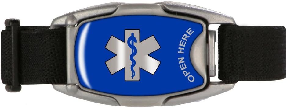 Medical Alert ID Bracelet, Safety, Sport and Everyday Wristband (Blue)