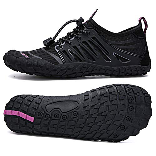 Image of UBFEN Water Shoes for Men Women Quick Dry Swim Aqua Socks | Lightweight Barefoot-style Fit, Rubber Sole, Hiking, Fishing, Kayaking, Beach, Pool, Boating, Diving And Water-to-land Wear