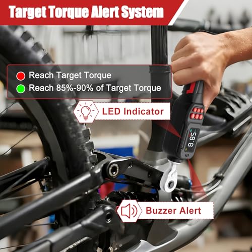 Image of VANPO Digital Torque Wrench 1 /4-Inch 4-8.85 ft-lb /0.6-12 Nm for Bicycles | ±2% Accuracy, Electronic Torque Wrench with LCD Display, Audible & Color Feedback for Small Engine & Precision Instruments