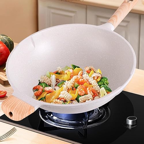 Wok antiadherente blanco con mango ergonómico miniatura 4