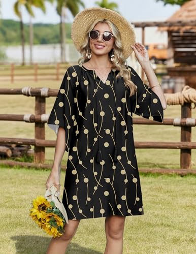 Image of Zeagoo Womens Summer Dress Casual Ruffle Tiered Floral Square Neck Sundresses Beach Boho Mini A-line Dress 2026 with Pockets