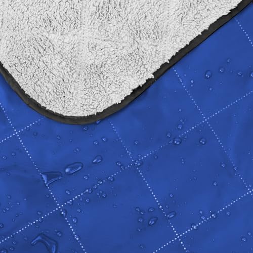 DUKUSEEK Sherpa Waterproof Outdoor Blanket, Large Sherpa Hooded Stadium Blankets for Cold Weather, Portable Wearable Camping Blankets for Concerts, Grass, Car, Boat, Pets, Sporting Events,79x59