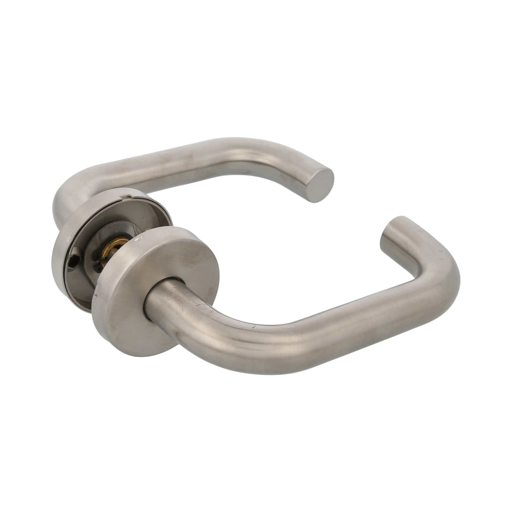 Amig Multicoloured - Set Of Rosette Door Handles | Mod. 3Rxd | 139 X 19 Mm | 8 Mm Square | Elegant And Simple Design | Matte Silver Stainless Steel