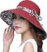 Ls Lady Womens Summer Flap Cover Cap Cotton Anti-UV UPF 50+ Sun Shade Wide Brim Stylish Hat with Bow (One Size, Z Wine Red)