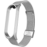 Mejiwasmi Metal Strap Compatible with Mi Band 6 / Mi Band 5/ Mi Band 4 / Mi Band 3, Smart Watch Wristbands Replacement Accessories (Silver)