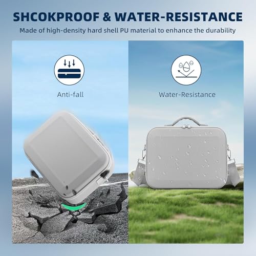 Image of M.G.R.J Portable Carrying Case Cover Compatible for DJI Mini 4K || Mini 2 SE || Mini 2 with Portable, Waterproof & Shockproof Features & Adjustable Shoulder Strap (Hard|PU Leather|Grey)