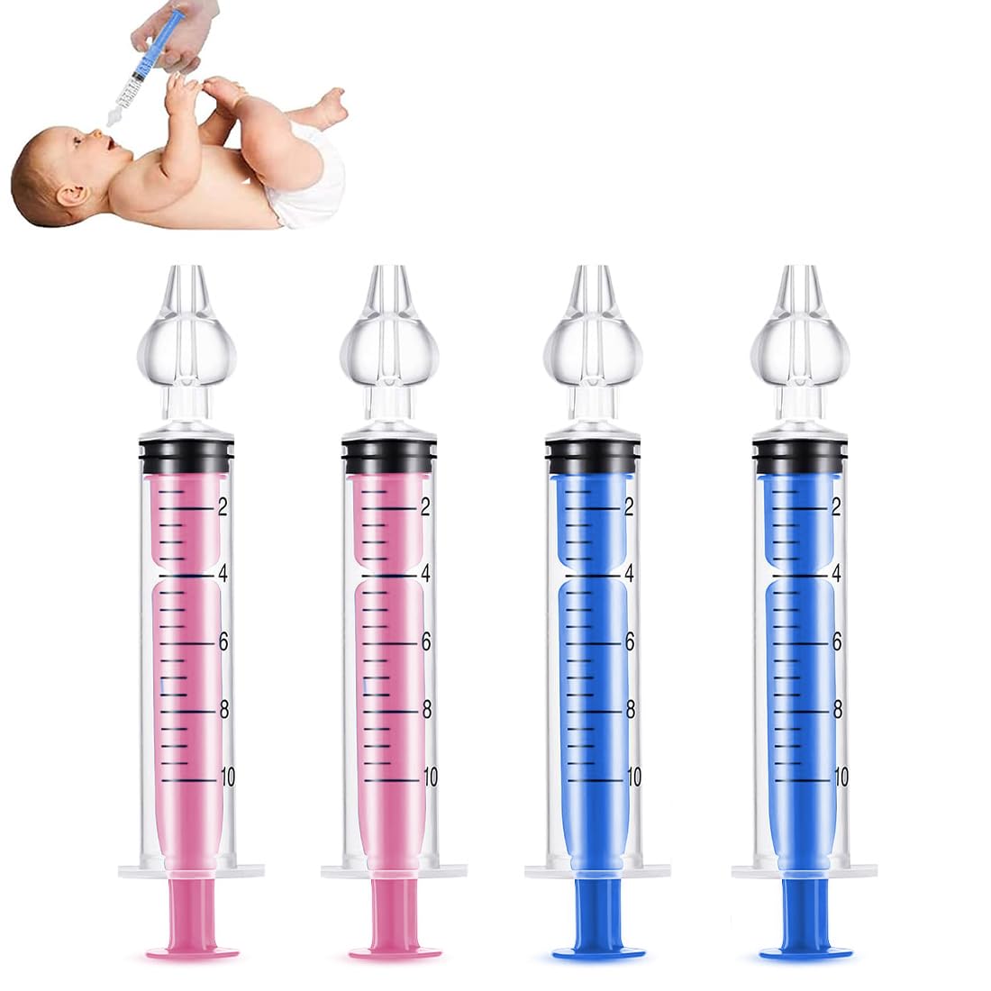 4 Pcs Aspirador Nasal Bebes, Aspiradores Nasales, Silicona limpiador de Nariz Seguro 10 ml, Reutilizable de Irrigador Nasal para Bebes, limpiador de Nariz Seguro, Cómodos y Seguros