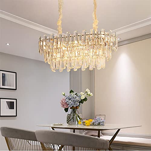 LED Crystal Chandelier Luster Modern Living Room Lighting Rectangular Gold Dining Room Chandelier