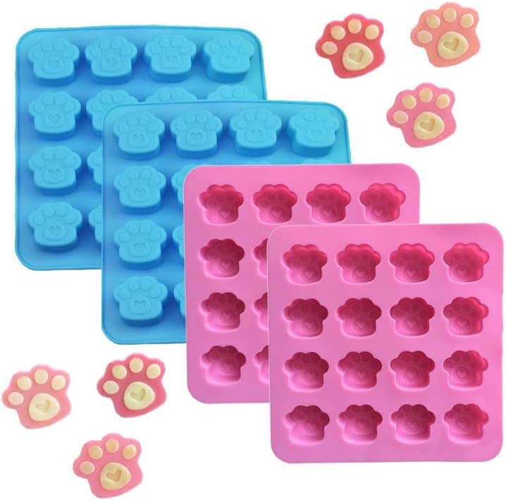 Skytail 16-Cavity Cat/Dog Paw Shaped Silicone Molds, Food Grade, Non-Stick Mould for Chocolate, Candy, Cake, Pudding, Jelly Cat Dog Treats Cupcake, Animal paw Print ice Cube ice Candy Baking Mould-image-49