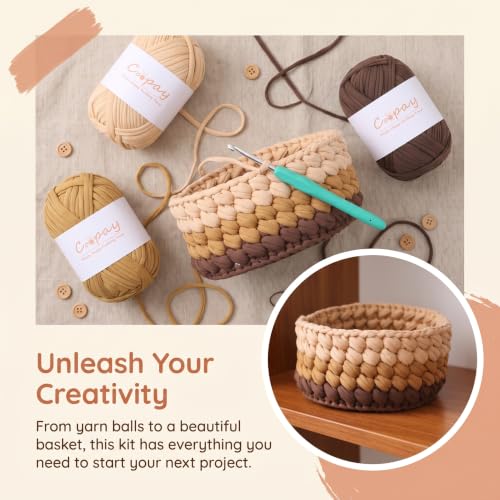 Image of Coopay 6 Pack T-Shirt Yarn for Crocheting, 600g High Elastic Thick Yarn