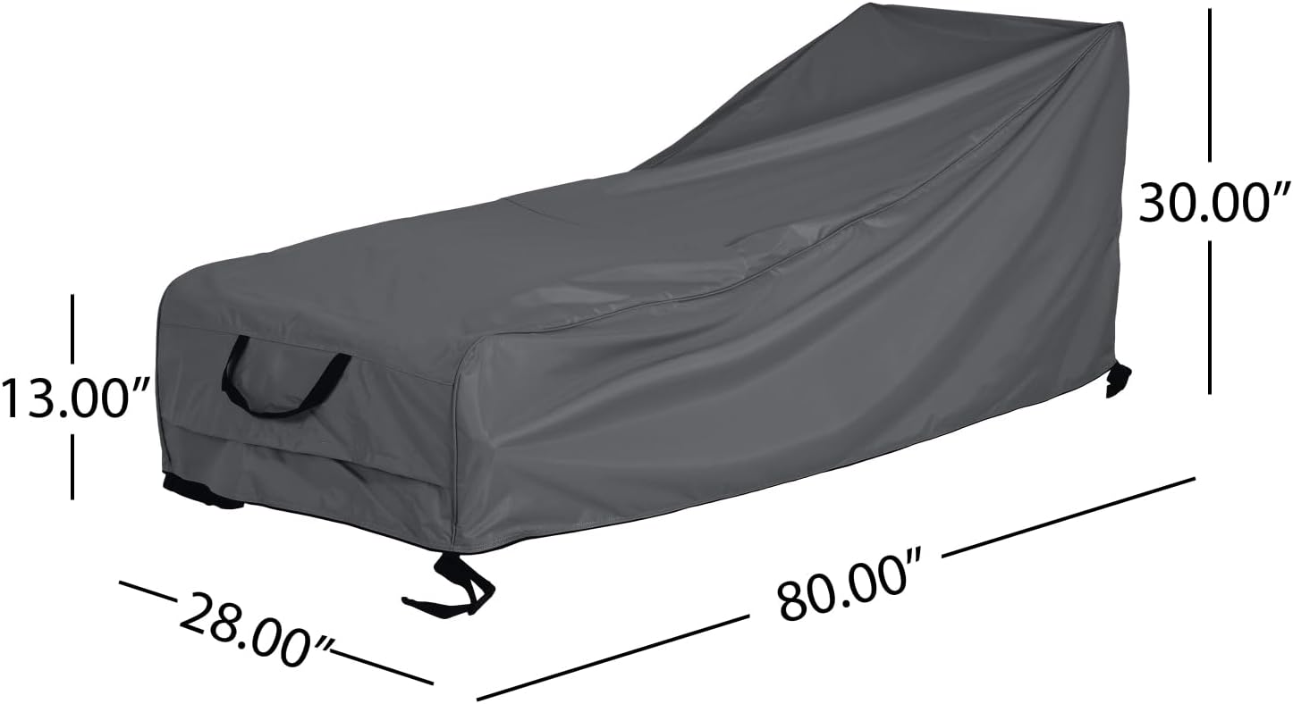 Shield Outdoor Slope Chaise Lounge Cover, Dark Gray - Fabric Dark Gray - All-Season Resilience - Outdoor Lawn, Porch - Weather-Resistant