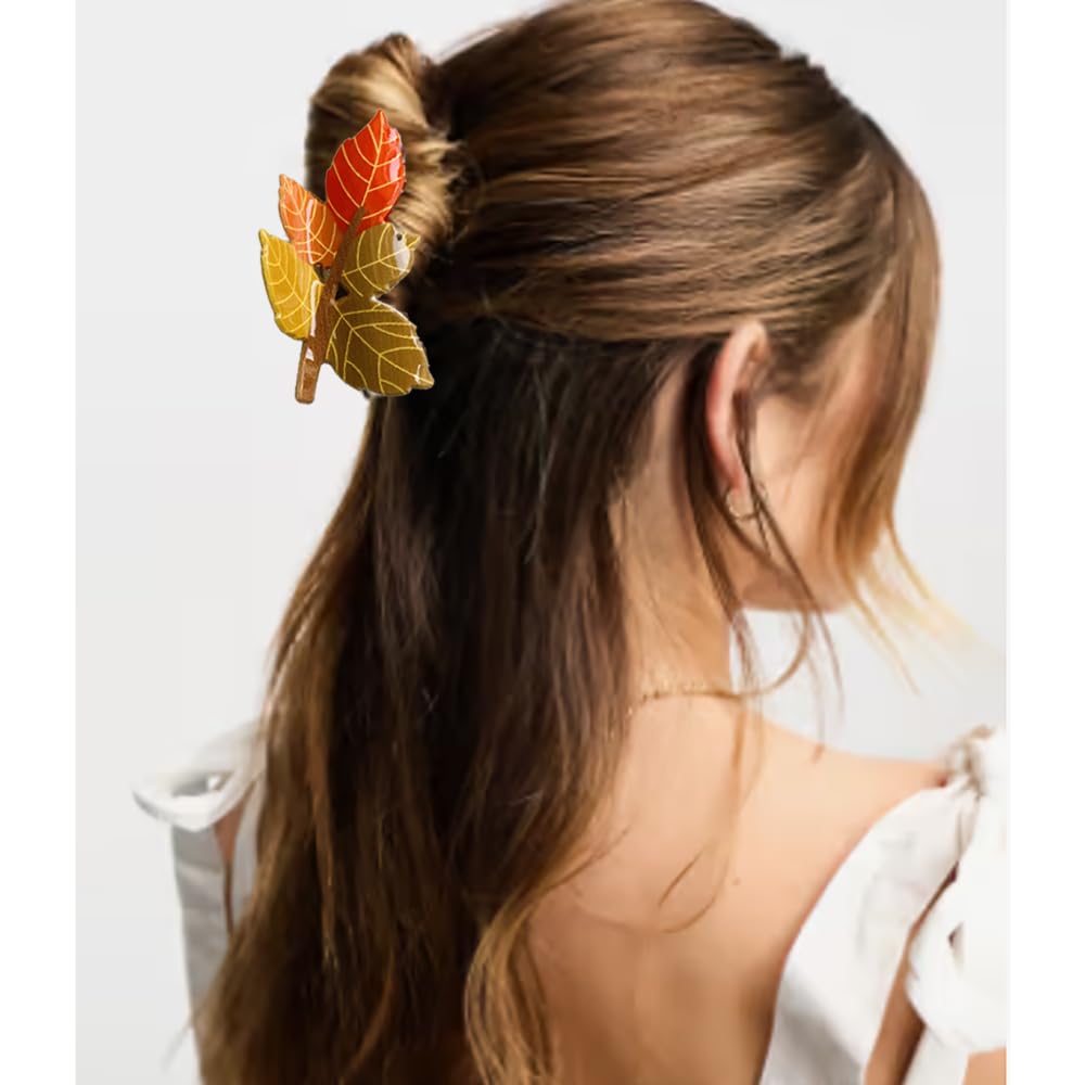 Amazon.com : Maple Leaf Hair Claw Clips for Women Fall Leaf  display picture 2