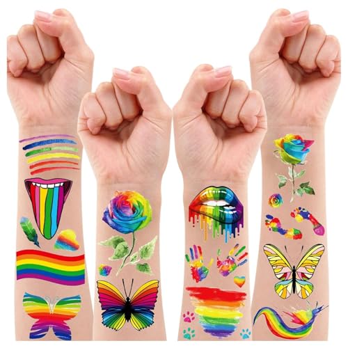 Leesgel - Leesgel Arc-en-ciel Tatouage Ephemere, 5 Feuilles Tatouage Temporaire Pride Accessoires pour Maquillage Pride, Maquillage Enfant Carnaval Face Paint Autocollant Tatouage Arc-en-ciel Accessoire Fierté
