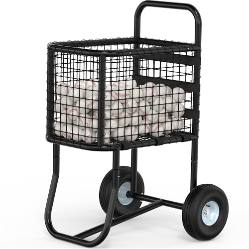 MOOFI Heavy-Duty Baseball Cart with 10.5 All-Terrain Wheels Holds Upto 350 Baseballs 450 Tennis Ball or 200 Softballs-Large Capacity Ball Transport Cart for Training Game Day&Fields (Premium Model)