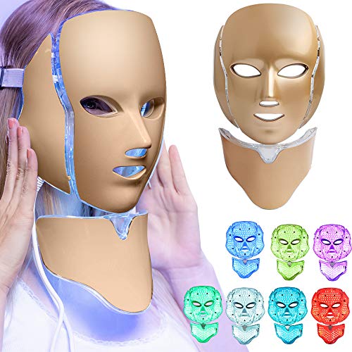 Foleto LED Face Mask Light Therapy Sheet | 7 Color Skin Rejuvenation Therapy LED Photon Mask Light Facial Skin Care, Anti Aging Skin Tightening, Wrinkles Toning Mask, White, Pack of 1