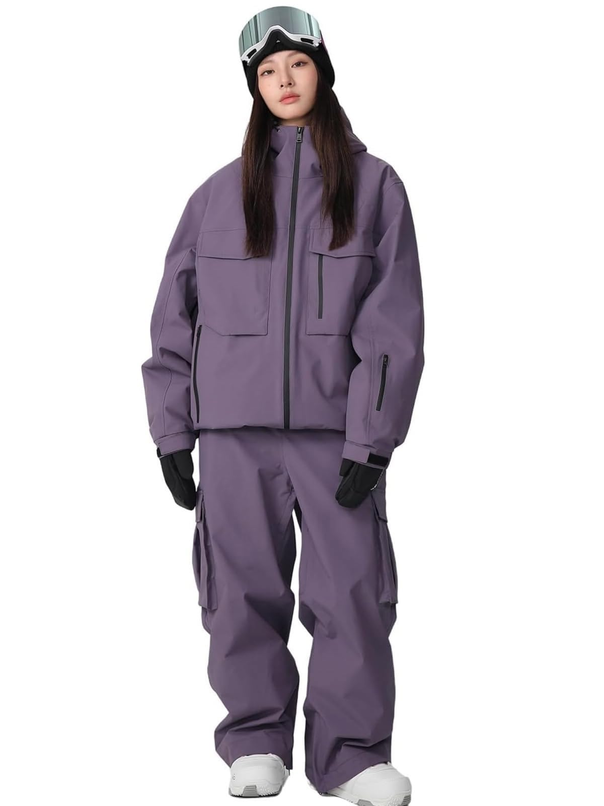 ALSOGO Herren Damen Snowboard Schnee Anzüge Baggy Ski Jacke und Hose Set isolierte Schneeanzüge wasserdicht Winter