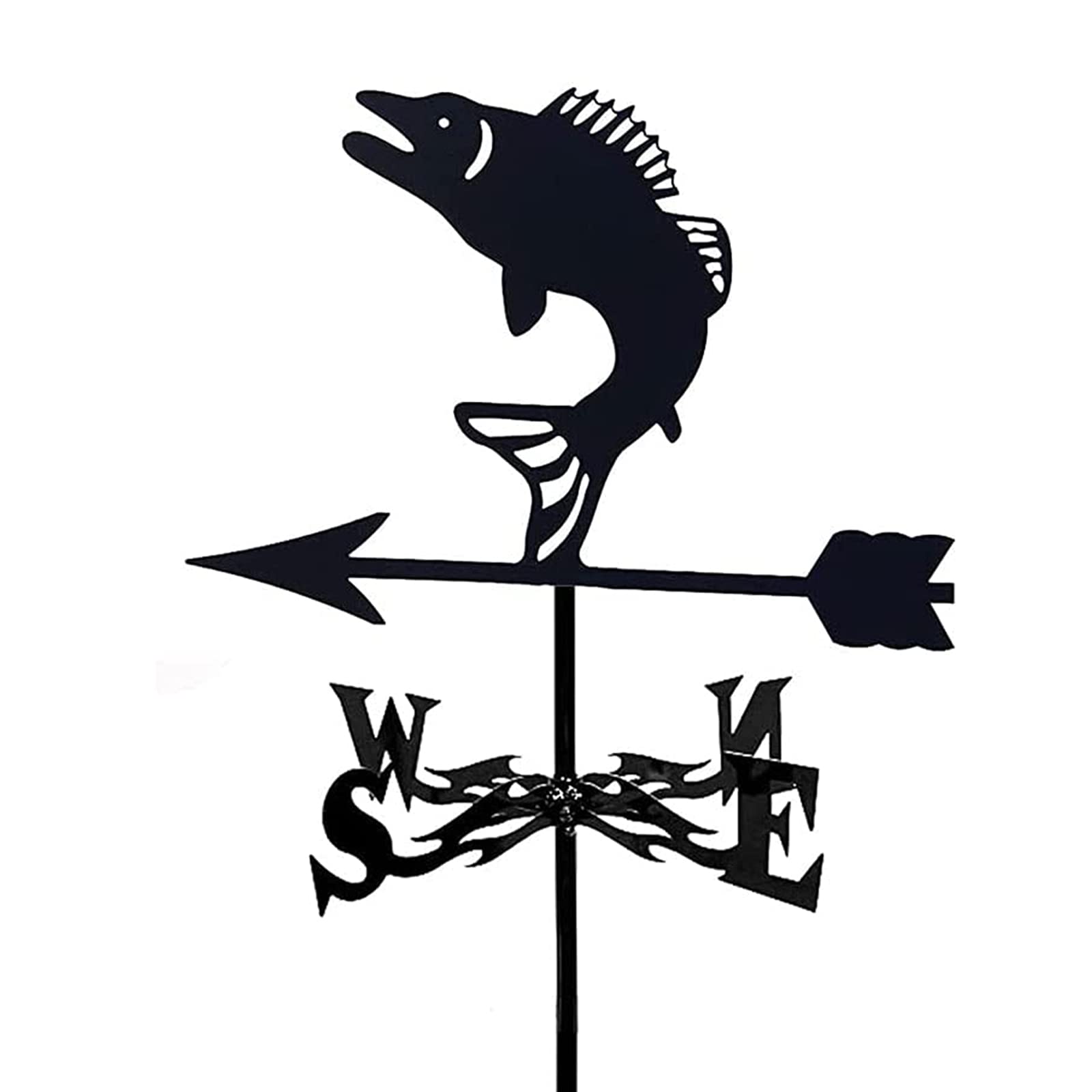 TAXXII Frame Weathervane Stainless Steel Weather Vane with Mounting Bracket Wind Weathercock Direction Indicator Ornament/Fish/35 * 50Cm
