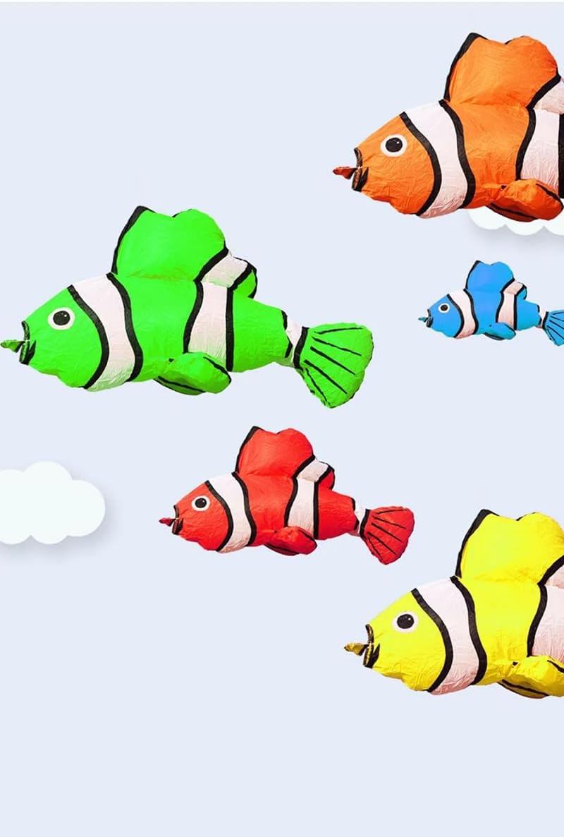 8ft 7-Color Software Frameless Clownfish Kite, Adult Giant 3D Kite, Pendant Inflatable Performance Kite, Tear Resistant Nylon Fabric Bag