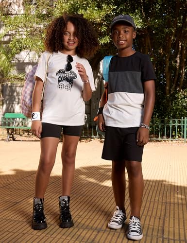 Image of Arshiner Boys' 2-Piece Cotton Outfit Color Block T-Shirt and Shorts Set Summer Camo Clothes for Kids 5-14 Years