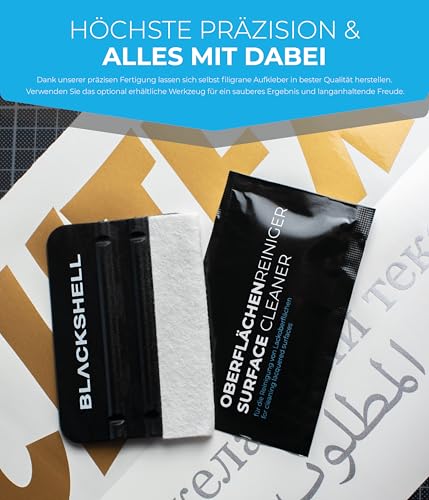 Blackshell® Wunschtext Aufkleber Auto Motorrad Fahrrad Boot - klebt auf jeder glatten Oberfläche - Aufkleber selbst gestalten - 10cm bis 200cm Länge - Auto Aufkleber Buchstaben Aufkleber car sticker
