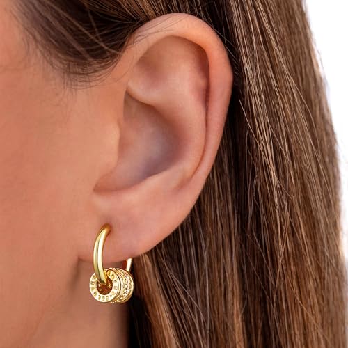 CHESKY Small Gold Earrings - Dainty Huggie Earrings for Women Hypoallergenic Cubic Zirconia Drop Hoop Minimalist Cylinder Dangle Earrings Everyday Jewelry