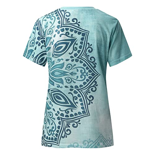 Shirts For Women Dressy Casual Spring Tops Womens 2023 O-Neck Ribbed Knit Roll Up Sleeve Womens Business Attire Western Tshirts Shirts For Women K Blue #TOP3