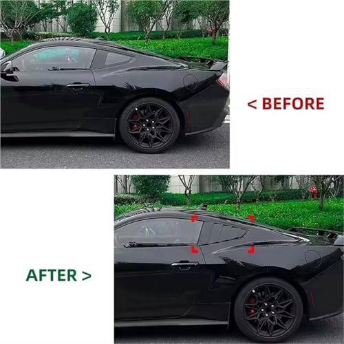 Pasuje do Ford Mustang MK7 2024 2025 Body Kit Vent Scoop naklejki wykończeniowe rolety na tylne okno boczna osłona migawki żaluzja samochodowa Zasłony Osłonowe(Carbon Fiber Look)