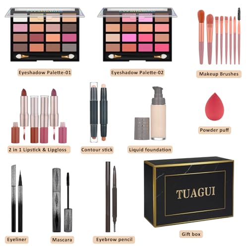 All-in-One-Makeup-Kit-for-Women-Full-Kit-Includes-EyeshadowFoundationEyelinerMascaraEyebrow-pencilContour-Stick-Makeup-Brush-Makeup-Sponge-Make-Up-Gift-Set-for-Women-Teens
