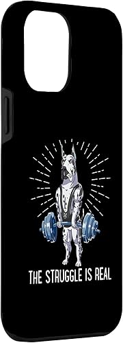 Miniatura 3 de iPhone 13 Pro Max Struggle Is Real Dogo Argentino Deadlift Fitness Case