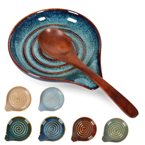 STE-CER Ceramic Spoon Rest for Stove Top,Large Spoon Holder, Cooking