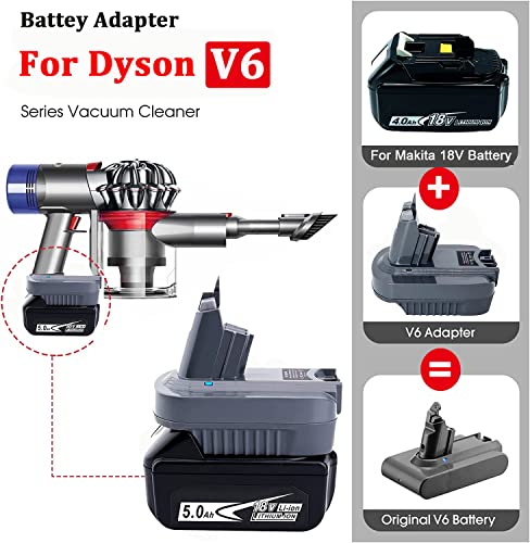 V6 Battery Adapter Compatible With Makita 18V Lithium Battery Bl1850 Bl1835 Bl1830 To Replacement For Dyson V6 Sv04 Sv03 Dc59 Dc58 Dc62 Sv09 Sv05 Cordless Vacuum Battery #TOP1
