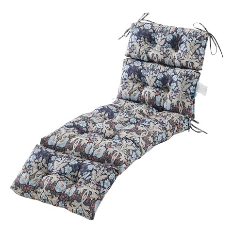 ARTPLAN Outdoor Chasie Lounge Tufted Thick Cushion with Ties,Replacement Wicker Chair Cushion for Paito Fruniture,72x22x4inches,All Weather,Floral Cover