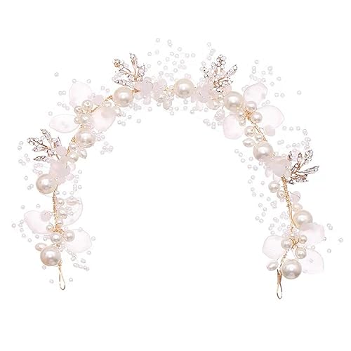 Miniatura 3 de Diadema de boda de cristal de princesa para niña de flores, corona de flores, accesorios para el cabello para fiesta de cumpleaños (blanco)