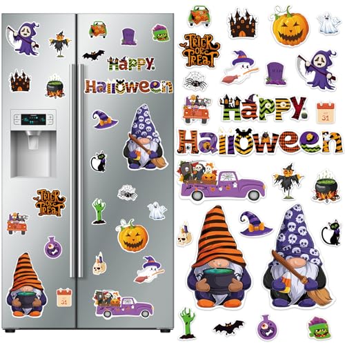 Auzesto ZS182 25Pcs Halloween Refrigerator Magnets Gnomes Pumpkin Ghost Magnets Halloween Car Magnets Halloween Garage Door Magnetic Stickers Halloween Magnets cover
