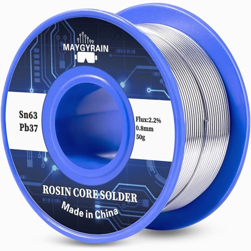 Image of For Electronics Repair - 0.8mm 50g Rosin Core Solder Wire, 63 /37 Tin Lead Alloy, Low Melting Point 361℉ /183℃, 2.2% Flux for PCB Soldering & DIY Electronics (0.8mm 50g)