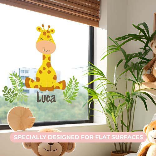 Vinilo decorativo de jirafa con hojas 38" x 35" miniatura 3