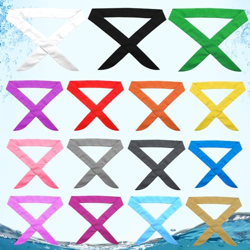 15Pcs Cooling Neck Wraps,Neck Coolers for Hot Weather,Summer Cooling Accessories,Reusable Cooling Wraps for Neck,Cooling Headband for Hiking Camping Athletes Outdoor Hot Summer for Women Men Dog