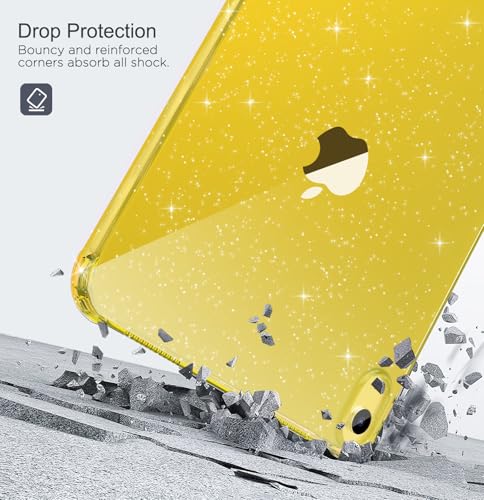 Image of MoKo Clear Case for iPad (A16) 11th Generation 2025 11-inch /10th Gen 2022 10.9 inch, Lightweight Soft TPU, Anti-Scratch Ultra Clear Tablet Cover, Shockproof Impact Resistant, Yellow + Glitter