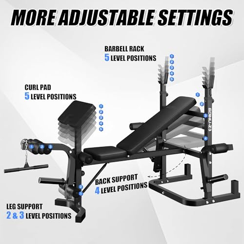 Z3 900LBS Olympic Weight Bench Set with Leg Extension, 9 in 1 Workout Press with Preacher Curl Pad and LAT Pulldown, Strength Training Bench for Home Gym - Image 3