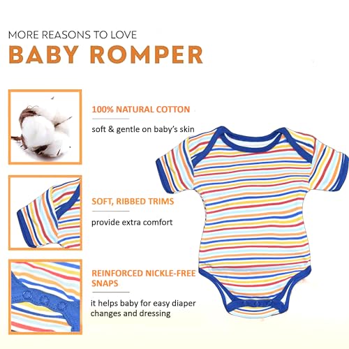 Image of VParents Rompers for New Born Baby Girl & Boy (Pack of 3), 100% Cotton Half Sleeve Romper /Bodysuit /Jumpsuit /Onesies /Sleepsuit For Infants & Toddlers, Comfortable Daily Wear Clothes For Babies