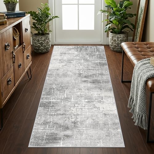 Washable Abstract 2x6 Kitchen Rug: Non-Slip Sink Stove Floor Mat Water-Resistant Entryway Bathroom Carpet Soft Dining Room Bedroom Runner for Family with Elderly Dogs Modern Home Decor(2x6 Light/Grey) by HY HAO YUN LAI - Used condition - Image 5