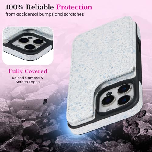 ZCDAYE Wallet Case with Card Holder for iPhone 16 Pro, Blue Flower by ZCDAYE - Used condition - Image 7