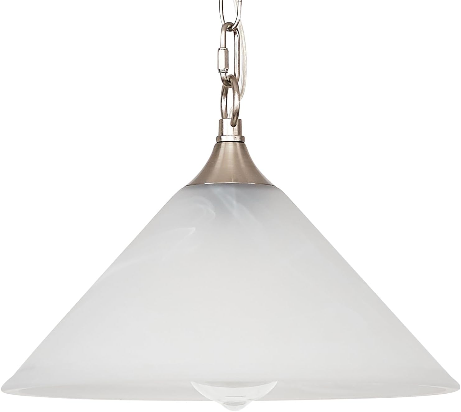 Plug in Pendant Light Alabaster Glass Dome Shade Hanging Lamp with Dimmable On/Off Switch,16.4Ft Cord & 14.7Ft Chain Brushed Nickel Swag Light Fixture for Kitchen Sink Bar Nook Farmhouse