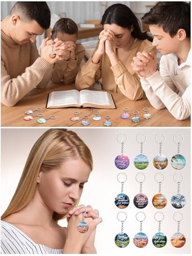Image of Janmercy 120 Pcs Acrylic Christian Keychain Bulk Floral Bible Verse Keychain Religious Scripture Jewelry Gifts for Women Men